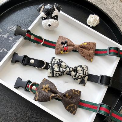 China Personalized Hot Selling Luminous Leather Dog Collars PU Dog Collar With Bell for sale