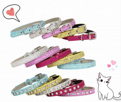 China New Creative Personalized Other Multicolor Pet Collars Pet Collars Sparkle Cloth Dog Cat Collar With Diamond for sale