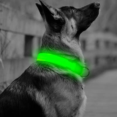 China Lights Pet Accessories Nylon Strap Dog Led Collar USB Rechargeable Light Night Led Dog Collar for sale