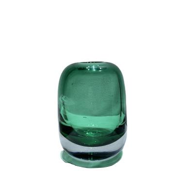 China Family Decorate Factory Supplier Hot Sale Home Crystal Glass Flower Vase Cylinder Green Tabletop Decorative Glass Vase for sale