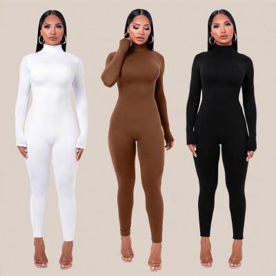 China 2021 Fashion Fakk Casual Clothing Ladies Solid One Piece Custom Logo Overalls And Romper Anti-wrinkle Sheath Long Jumpsuits For Women for sale