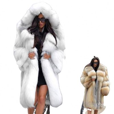 China Newest Design Winter Coat QUICK DRY Jacket 5Xl Plus Size Women Faux Fox Fur Coat With Hood Fashion Style Fake Fur Coat For Lady for sale