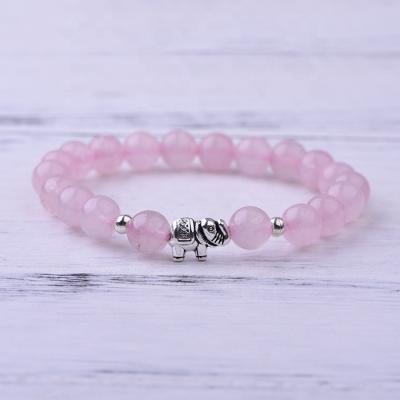 China Natural Gemstone Chakra Bracelets Healing Stone Crystal Rose Quartz Bead Elephant Bracelet CLASSIC Charm Bracelet Men Women Girls Birthday Gifts for sale