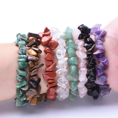 China BOHEMIA Women's Colorful Crystal Gemstone Bracelet For Madam Chip Natural Stone Bracelets Healing Chakra Girls for sale