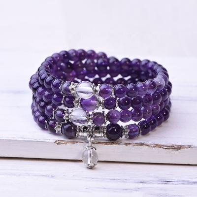 China Natural Tibetan Prayer Mala Beads Wrap Bracelet Necklace Buddhist Amethyst Yoga Meditation 108 FASHIONABLE for sale