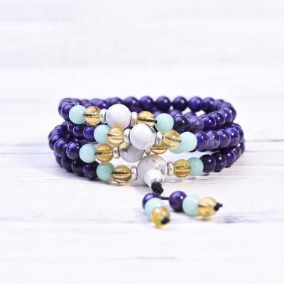 China 2020 BOHEMIA Multi Layer 108 Gemstone Hot Selling Mala Yoga Prayer Bead Natural Energy Bracelet Stone Necklace for sale