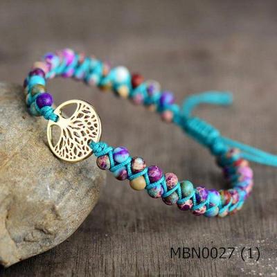 China Colorful Women Accessories BOHEMIA Heart Pendant Adjustable Diamond Chakra Bracelet for sale