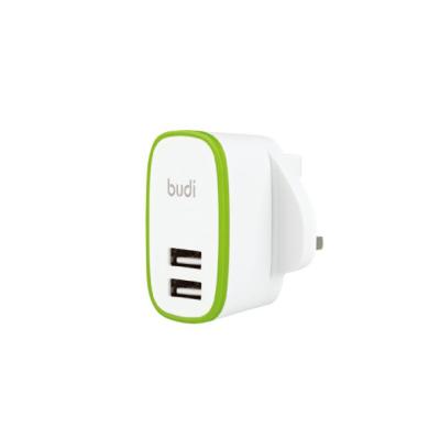 China Shopping mall budi 2 USB charger smart home wall charger with LED light with EU/UK plug from budi dongguang factory for sale