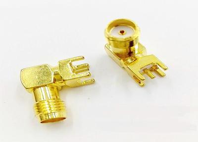 China Waterproof SMA RF Connector Female , Right Angle Coax Connector PCB Mount for sale