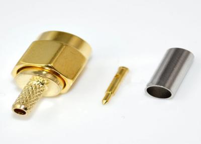 China Waterproof SMA Connector RF Male Plug Straight Crimp On Coax Connectors Gold Plated for sale