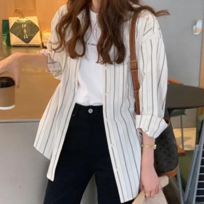 China Breathable Blouses And Plaid Shirts Summer Popular Anti-shrinkage All-match Retro Striped Shirt Women's for sale