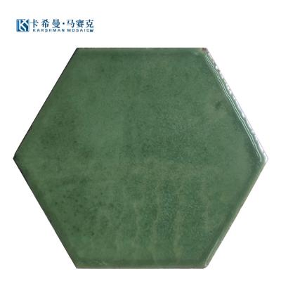 China Parquet Factory Wholesale Sales Hexagon Ceramic Mosaic Green Black And White Walls Floors Tiles Kitchen Mosaic for sale