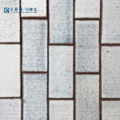 China Modern Factory Wholesale 75*150mm Bathroom Ice Cracked Square Tile Mosaic Bathroom Wall Tile Background Wall Tile for sale