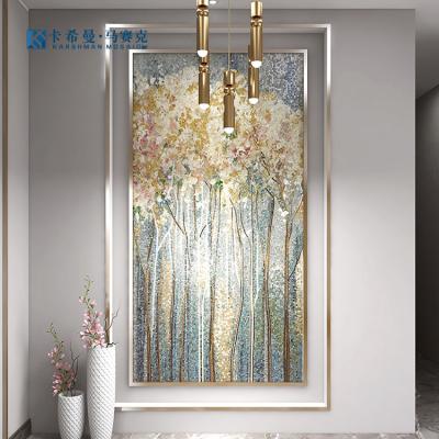 China Modern Custom Ice Porcelain Jade Material Art Mosaic Decoration Glass Tile Handmade Mosaic Mural for sale