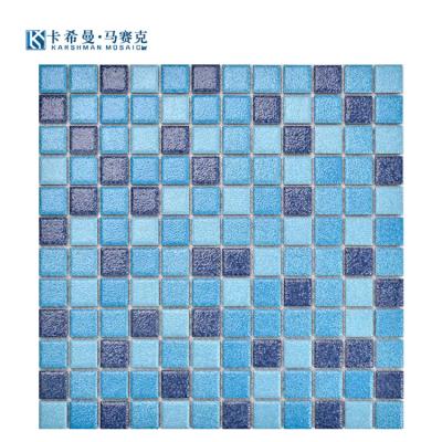 China Modern Factory Price Ceramic Mosaic Art Craft Ceramic Tile Mosaic Matte Blue And White Swimming Pool Ceramic Tiles Mosaics for sale