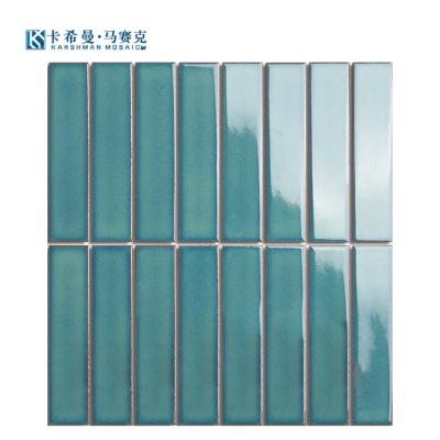 China Parquet Matte Mesh Mounted Porcelain Mosaic Dark Green Background Wall Tile 295x280mm Decorative Ceramic Mosaic Tiles for sale