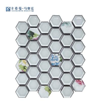 China Parquet Hexagon Flower Mosaic Tile Tiles Mosaic Hexagon Mix For Wall Ceramics Mosaics Kitchen Backsplash for sale