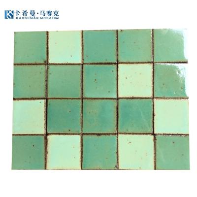 China Modern Ice Cracked Kiln Glossy Glazed Mosaic 100*100mm Specification Handmade Ceramic Tile Background Wall Mosaic for sale