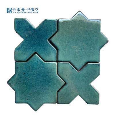 China Modern Custom Luxury Kitchen Ceramic Mosaic Wall Tiles Background Decoration Matte Mixed Star Cross Tiles for sale