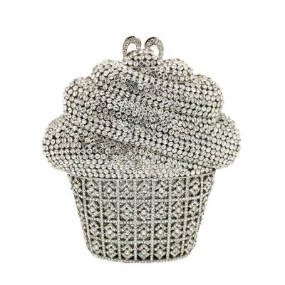 China For Party INS Hot Cupcake Bags Luxury Bags Metal Purse Frame Silver Clutch Bag For Women for sale