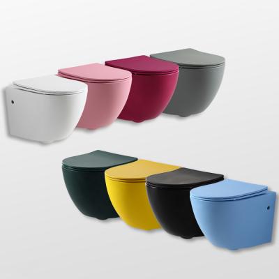 China Concealed Cistern Multi Color Suspend WC Floating Bowl Hanging Rimless Wall Mounted Hung Toilet for sale