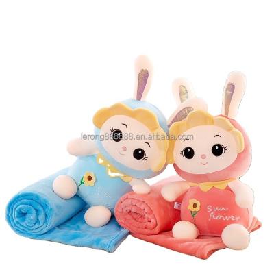 China New Bunny Rabbit Sunflower Plush Air Conditioning Toy Bunny Sun Covering Nap Home Covering Air Conditioning Home Decoration Gift for sale