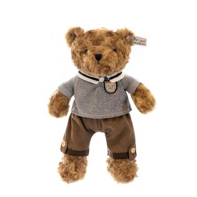 China Cheap Plush Doll Product Fashion Brown Stuffed Soft Toy Big Teddy Bear Plush Shirt Teddy Bear Toy With Polo for sale