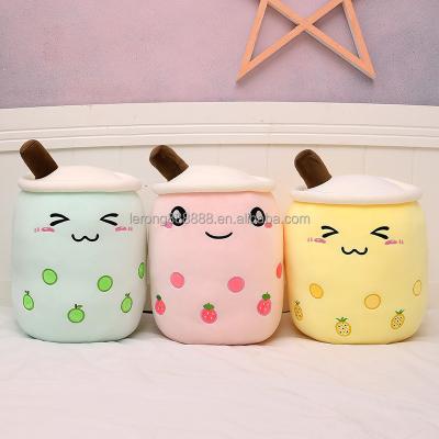 China Cute Fasion Fruit Plush Drink Stuffed Pillow Soft Pink Bubble Tea Toy Baby Tea Cup Plush Milk Strawberry Gift for sale