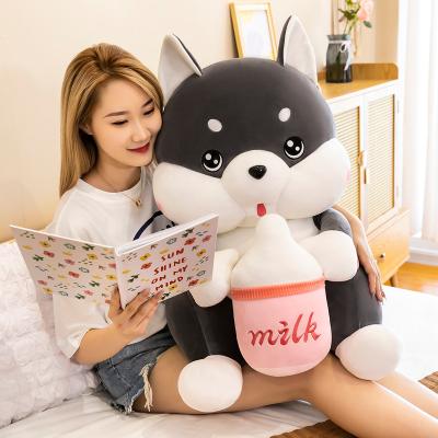 China Fasion New Design Plush Milk Bottle Husky Plush Pillow Big Husky Cute Soft Plush Toy for sale