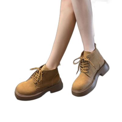 China Shoes Brown Fashion Women's Ankle Bootie Boot Lace Up for sale