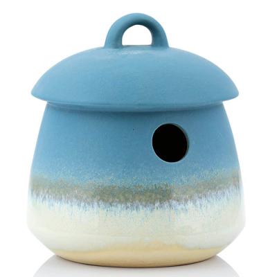 China Soup Pot Outdoor Yard Garden Decor Ceramic Hanging Bird House for Small Bird for sale