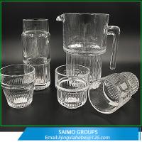 China  Glass Set of 4 ice Water Jar Drinking Water Glass Jar With Tumbler for sale