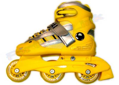 Chine Le jaune badine les chaussures de patinage intégrées réglables/patins de rouleau extérieurs avec les châssis en aluminium à vendre