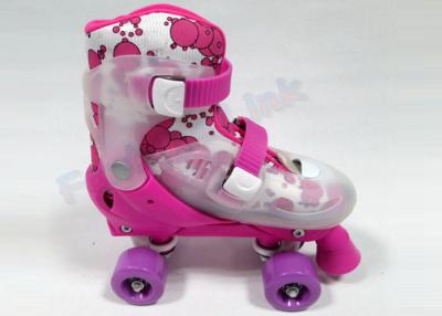 China Hard Shell Four Wheel Outdoor Quad Roller Skates Adjustable Pink Girls Skating Equipment for sale