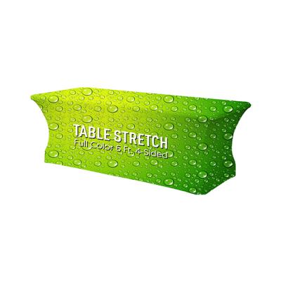 China Customized Logo Cheap Tablecloth Promotional Crinkle Printing Heavy Duty Table Runner Lycra Spandex Table Cover for sale