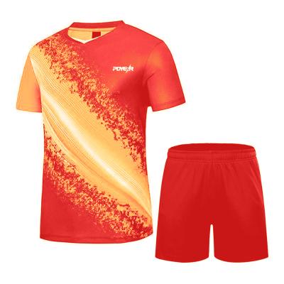 China Red And Yellow Polyester/Cotton Badminton Shirts Badminton Tank Top Badminton T-shirt Mens Badminton Tank Top Designs Sublimated for sale