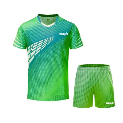 China Polyester/Cotton Sublimation Printing Custom Sports T-shirts Men's Badminton Jersey Uniform Set for sale