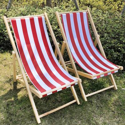 China Collapsible Portable Folding Beach Chairs Wooden Frame Recliner Chairs For Garden Relaxation for sale