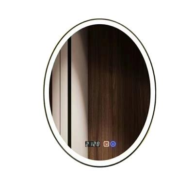 China Customized Style Time Display Modern Rectangular Mirror LED Bathroom Backlit Magnifying Smart Mirror for sale