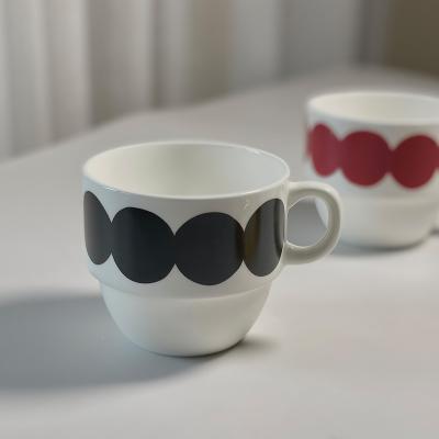 China High Grade New Viable Bone China Stackable Mugs Red Black Couple Cups For Home Coffee Tea Personalized Porcelain Milk Cup Drinkware for sale