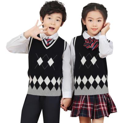 China Wholesale High Quality Diamond Plaid Breathable V-Neck Sweater Universal Manufacturer Design Boys And Girls Cotton Sleeveless Vest for sale