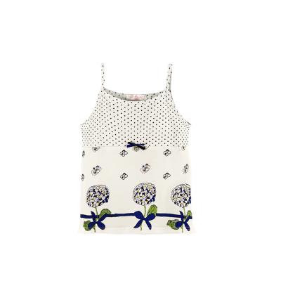 China Factory Girls Fashion Soft Comfortable Kids Casual Soft Comfortable Wholesale High Quality White Printed Sleeveless Tank Tops Summer Cute White Print Sleeveless Tank Tops for sale