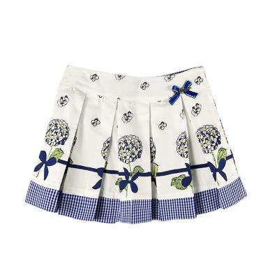 China Latest high quality source of design breathable thermal wholesale and cute sweet summer pleated casual girls printed short skirt for sale