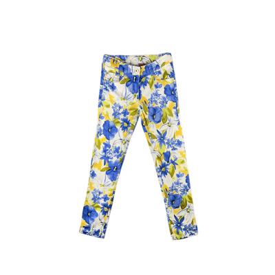 China Anti-pilling new spring and summer fashion wholesale custom girls tailored loose wide leg pants flower printing girls pants for sale