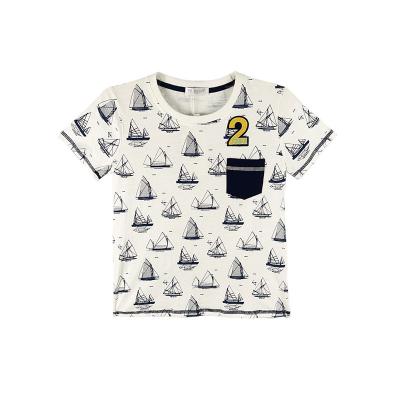 China Factory Wholesale OEM Fashion Anti-Shrink Summer Casual Round Neck Boat Printed With Numbers Decor Boy Short Sleeves for sale