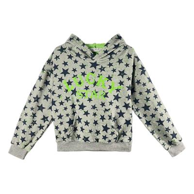 China Factory Sale Wholesale Hot Spring Autumn Fashion Casual Cotton Star Anti-Shrink Pattern Printed Girls Pullover Hoodie for sale