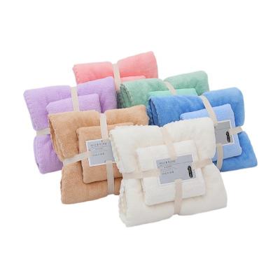 China Child Safe Coral Velvet Microfiber Large Size Bath Towel Set Cheap Bathroom Towel Set for sale