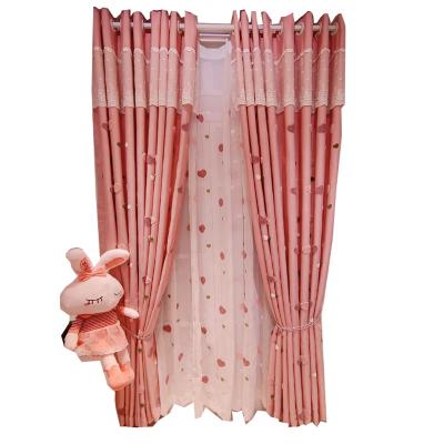 China Princess Lace Beauty Pink Love Curtain Girls' Bedroom Curtains Wind Valance Curtains Full Blackout Ready Luxury Children's Curtains for sale