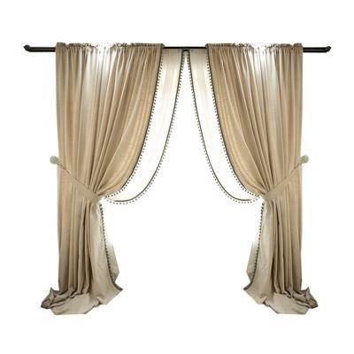 China Retro Modern Simple Natural American Pastoral Cotton And Solid Color Half Floor Linen Shading Custom Made Bedroom Bay Window Curtain for sale