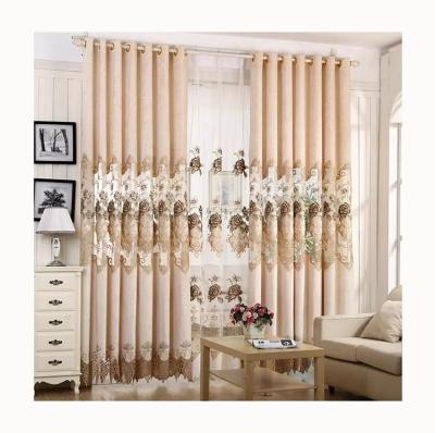 China Blackout Beige Curtain For Home Living Room Cheap Curtain Embroidered Bedroom Curtains for sale